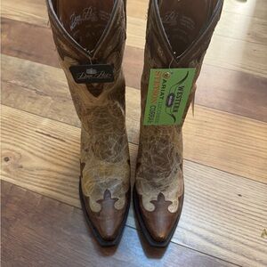 Dan Post Two-Tone Brown Cowboy Heeled Boots